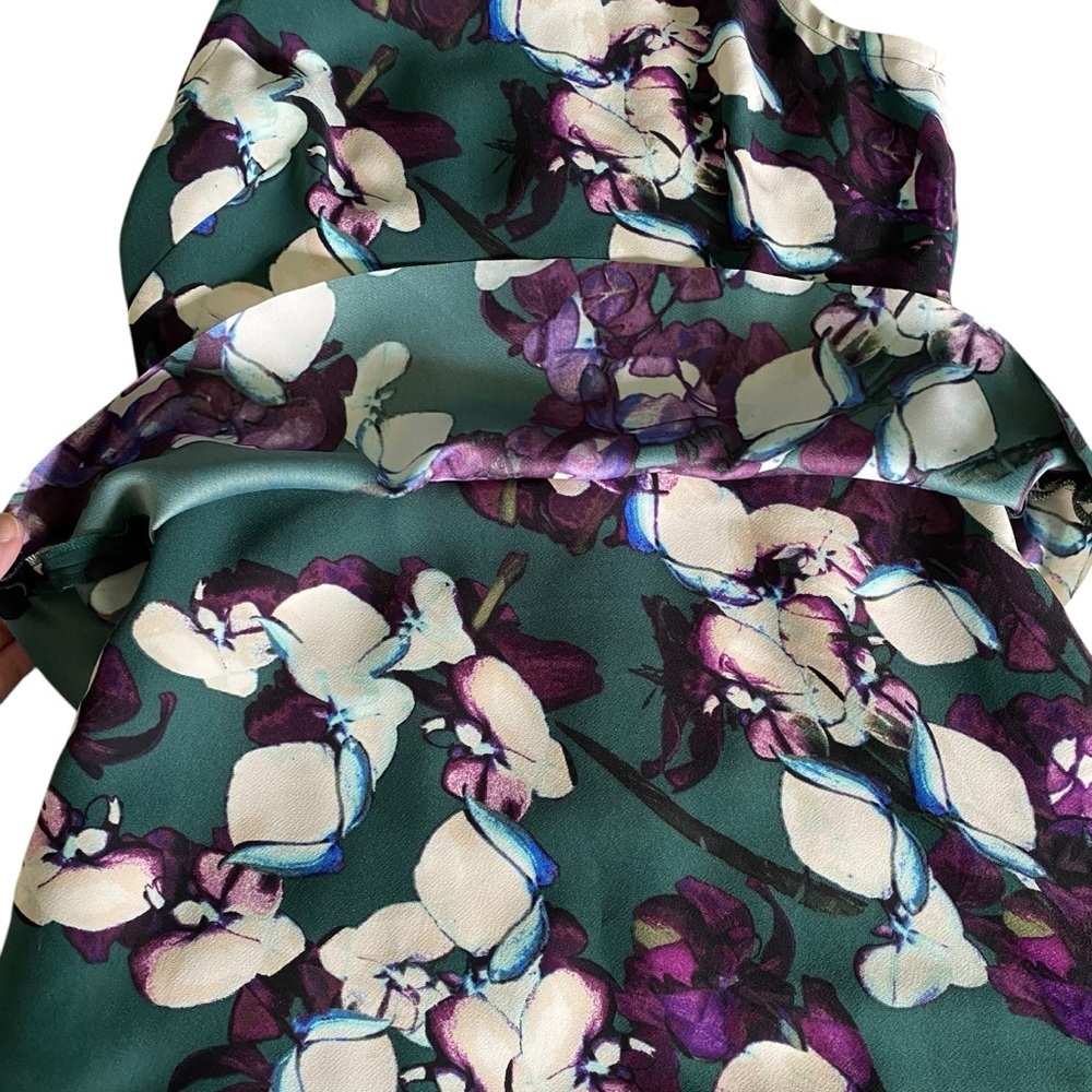 Banana Republic Sleeveless Double Layered Floral Peplum Mini Dress green 10 - Picture 9 of 14